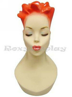 Female Fiberglass Mannequin Head Bust Vintage Wig Hat Jewelry Display #y4
